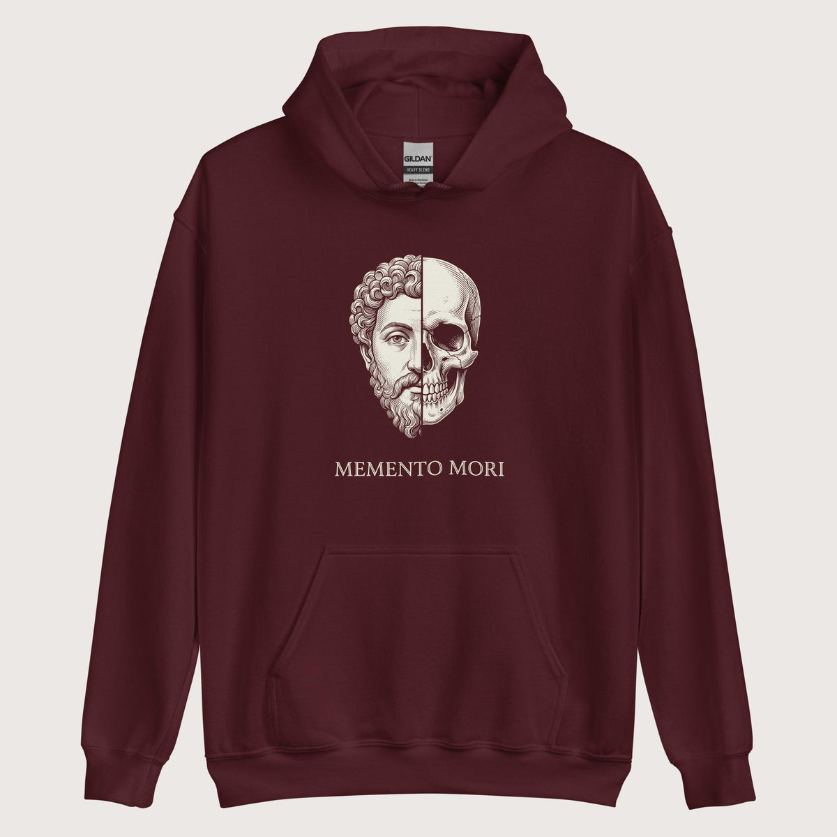Maroon Marcus Aurelius Skull Hoodie - history buff gift by HistoHead