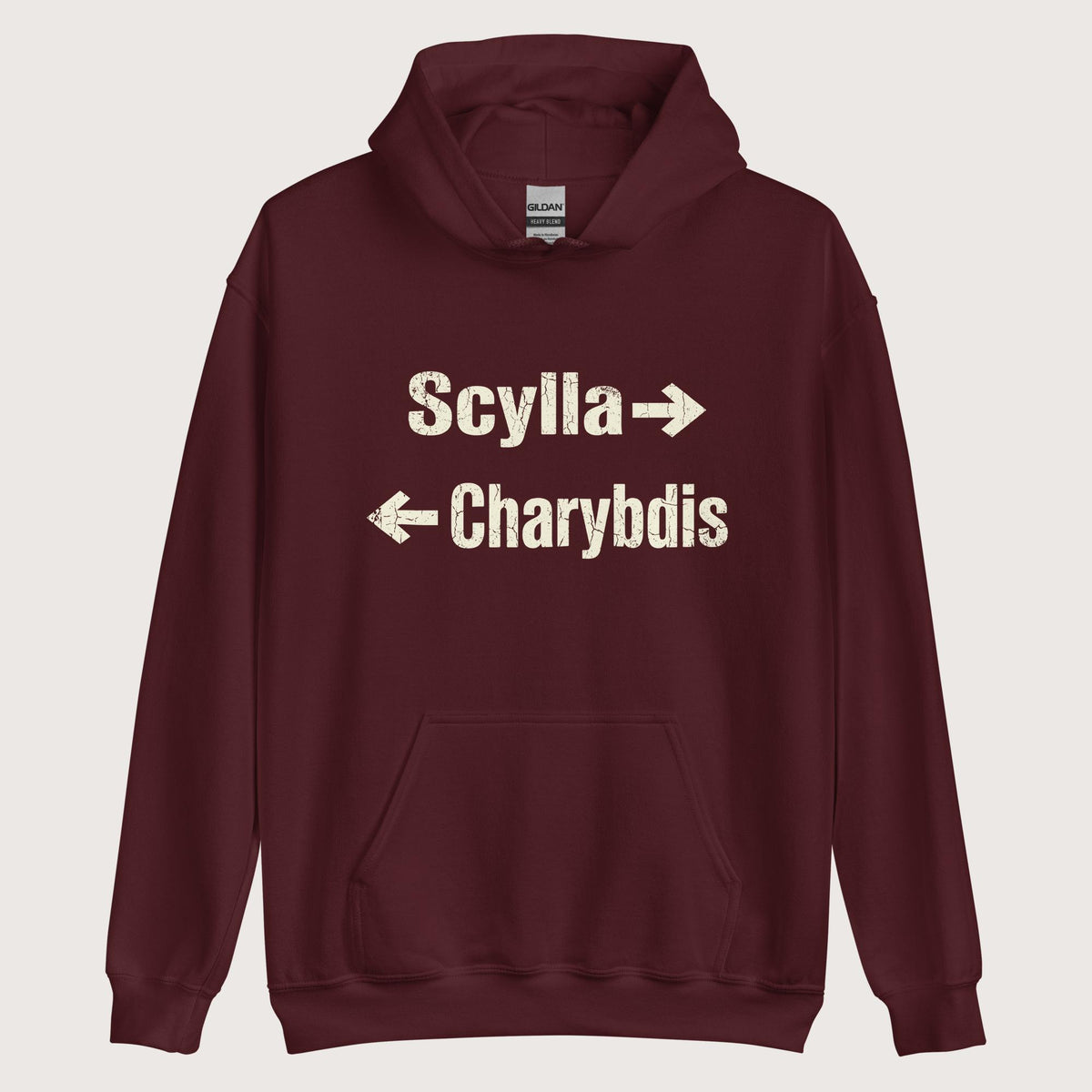 Maroon Between Scylla and Charybdis Hoodie - history buff gift by HistoHead