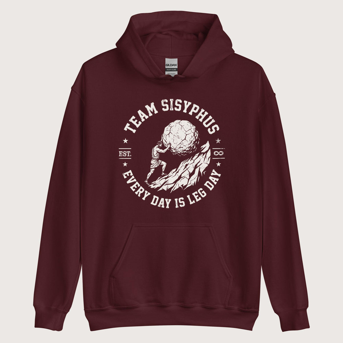 Maroon Team Sisyphus Hoodie - history buff gift by HistoHead