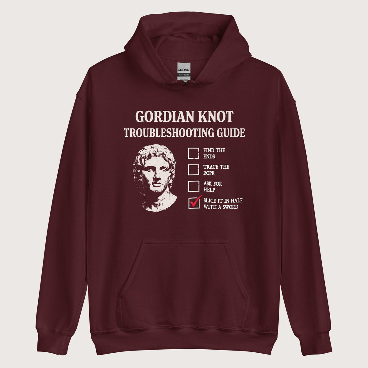 Maroon Alexander's Gordian Knot Guide Hoodie - history buff gift by HistoHead