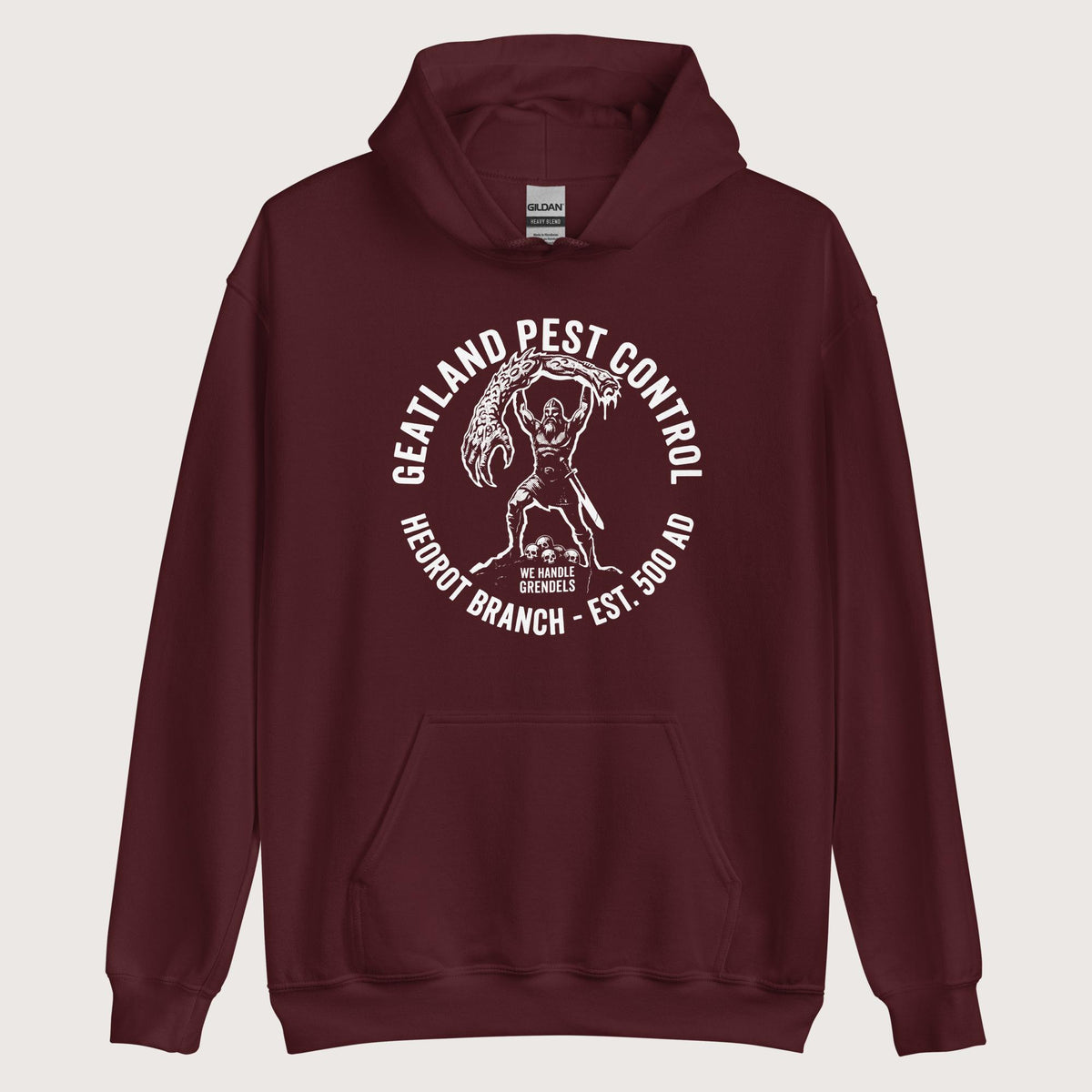Maroon Geatland Pest Control Hoodie - history buff gift by HistoHead