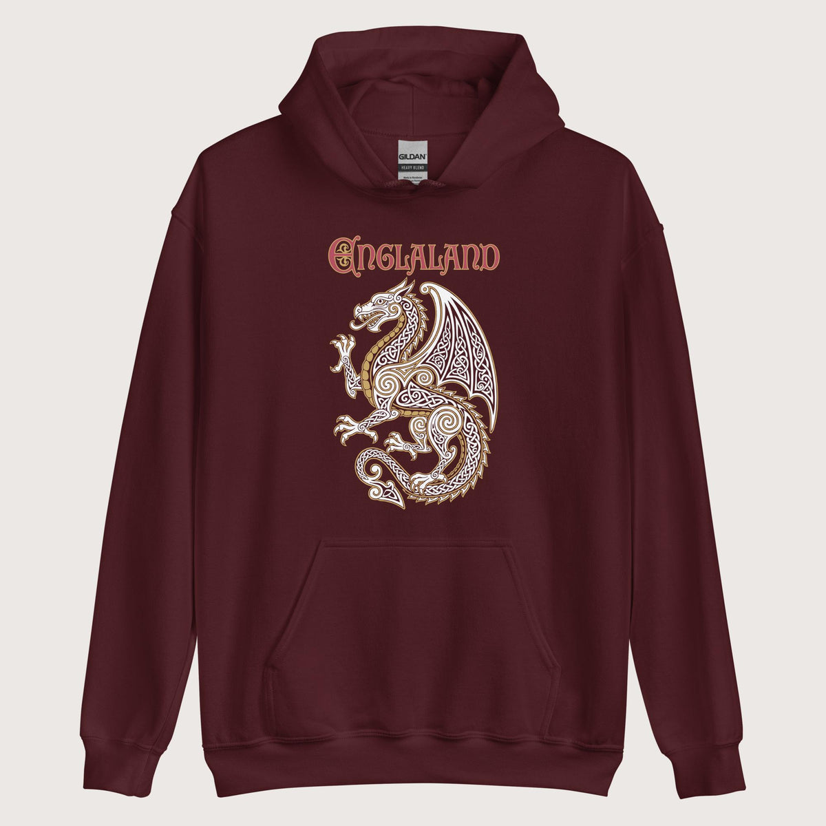Maroon Englaland Dragon Hoodie - history buff gift by HistoHead