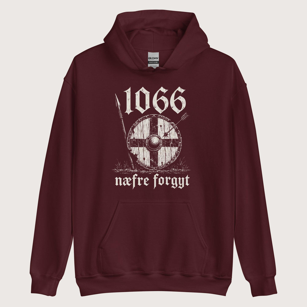 Maroon 1066 Never Forget in Old English Hoodie - history buff gift by HistoHead