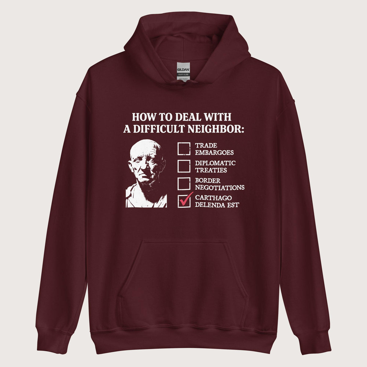 Maroon Cato's Foreign Policy Hoodie - history buff gift by HistoHead