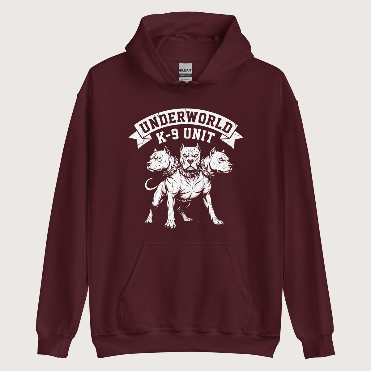 Maroon Cerberus Underworld K-9 Unit Hoodie - history buff gift by HistoHead