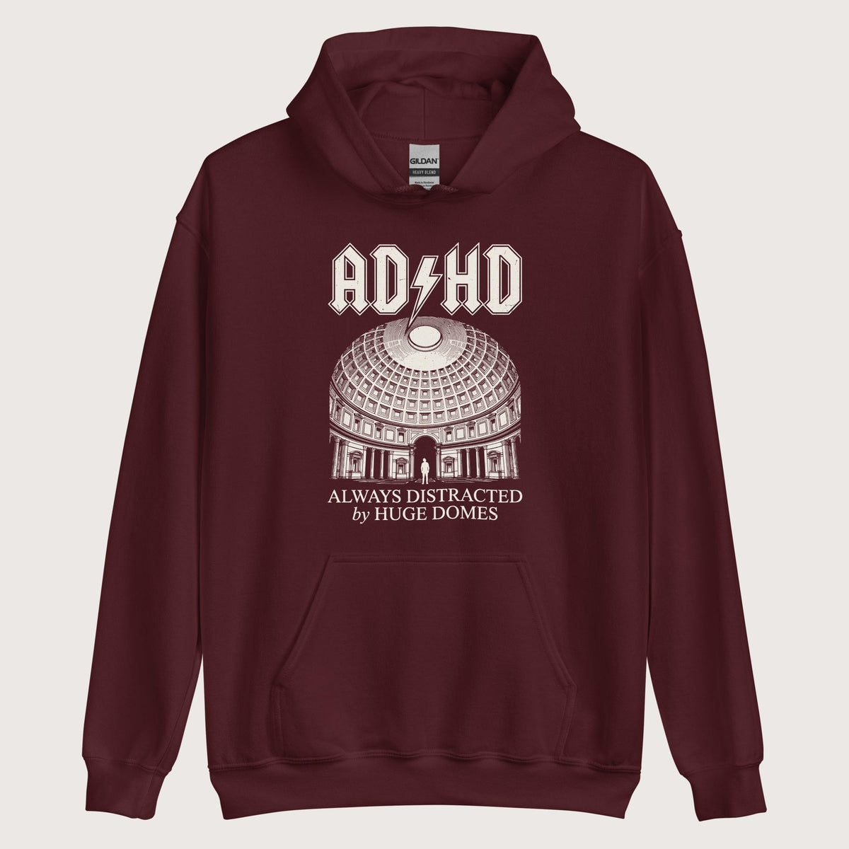 Maroon Always Distracted by Huge Domes Hoodie - history buff gift by HistoHead