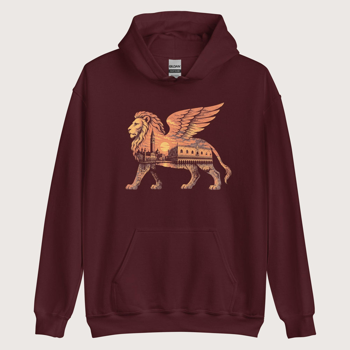 Maroon Winged Lion of the Lagoon Hoodie - history buff gift by HistoHead