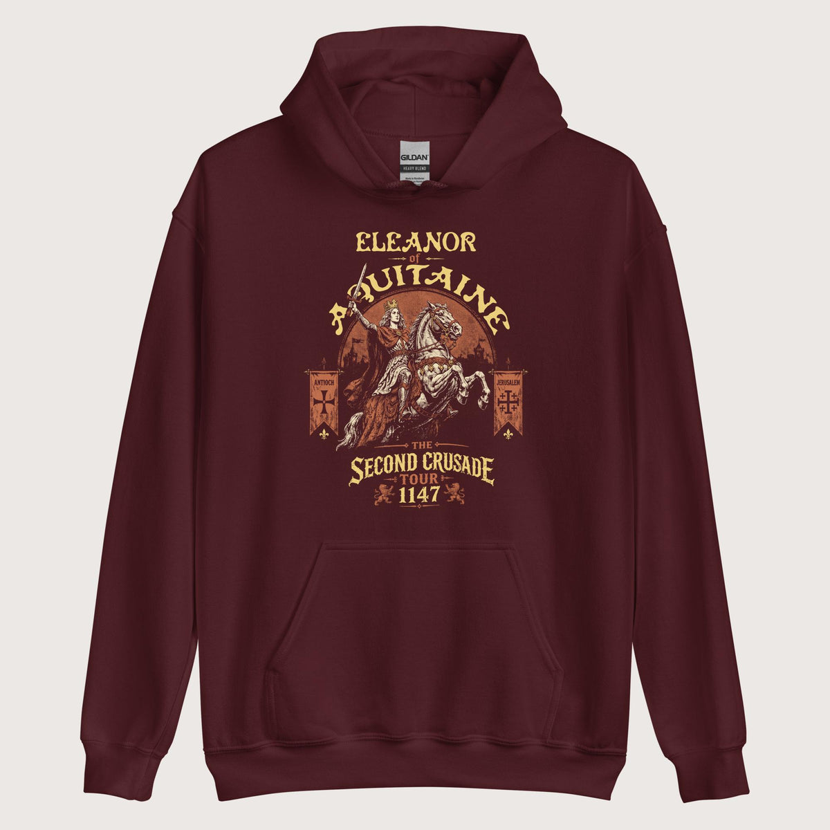 Maroon Eleanor of Aquitaine Second Crusade Tour Hoodie - history buff gift by HistoHead