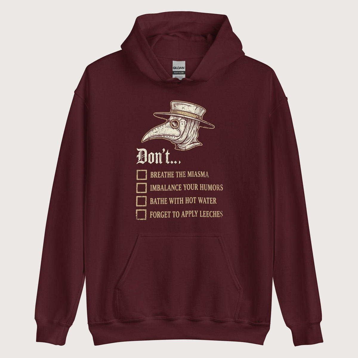 Maroon Plague Doctor Advice Hoodie - history buff gift by HistoHead