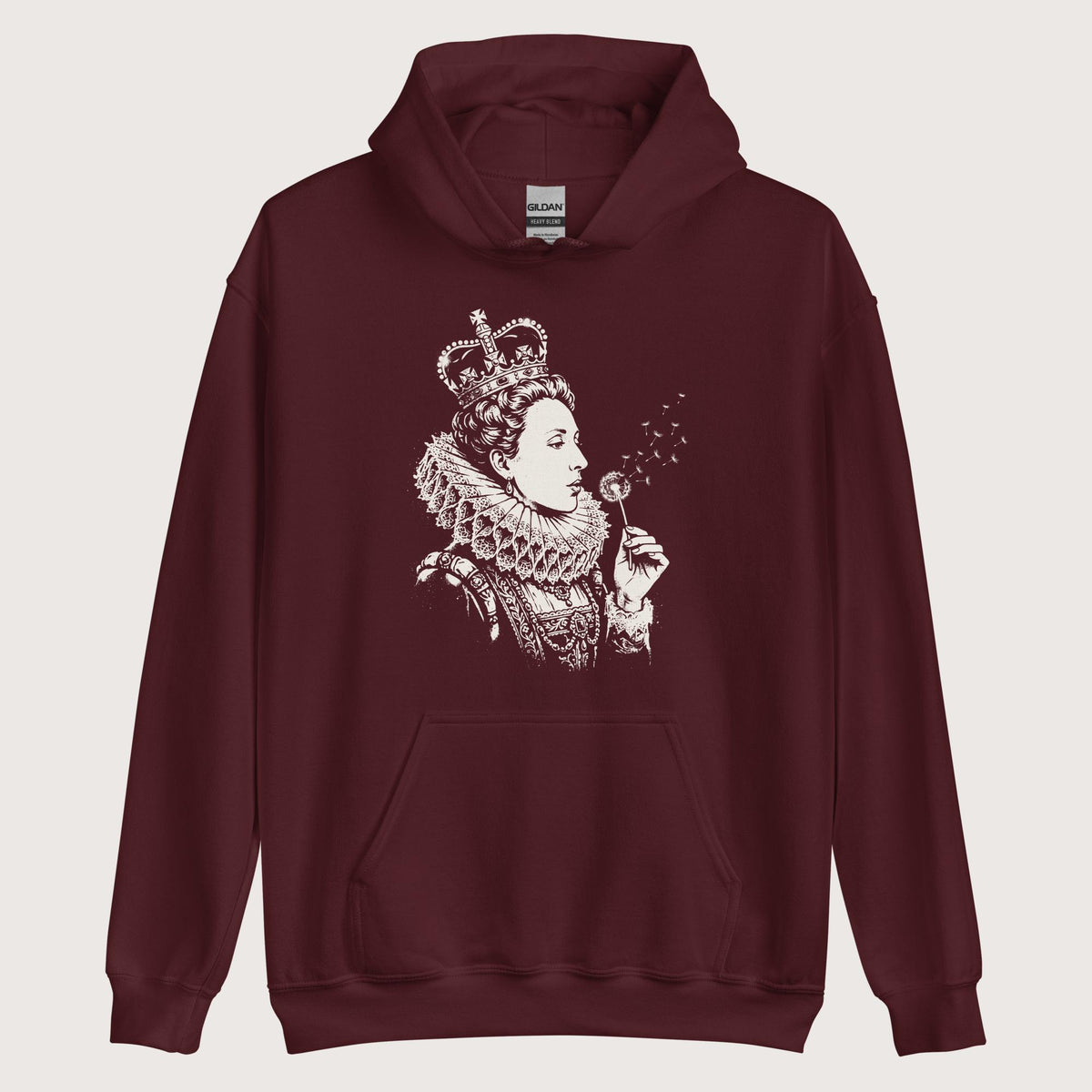 Maroon Elizabeth I Blowing Wishes Hoodie - history buff gift by HistoHead