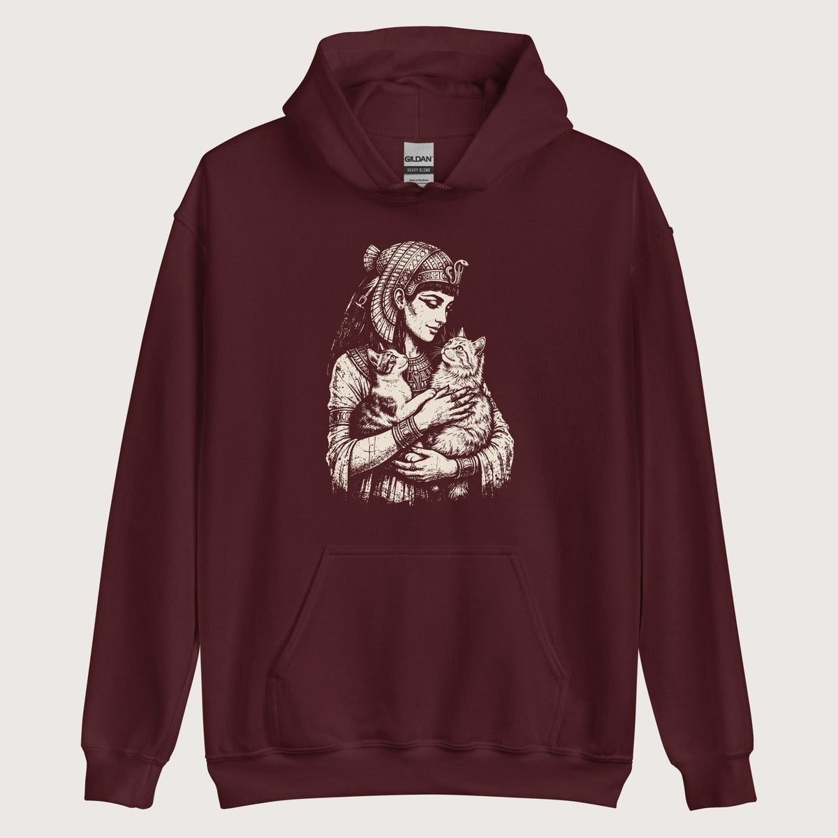 Maroon Cleopatra's Cats Hoodie - history buff gift by HistoHead