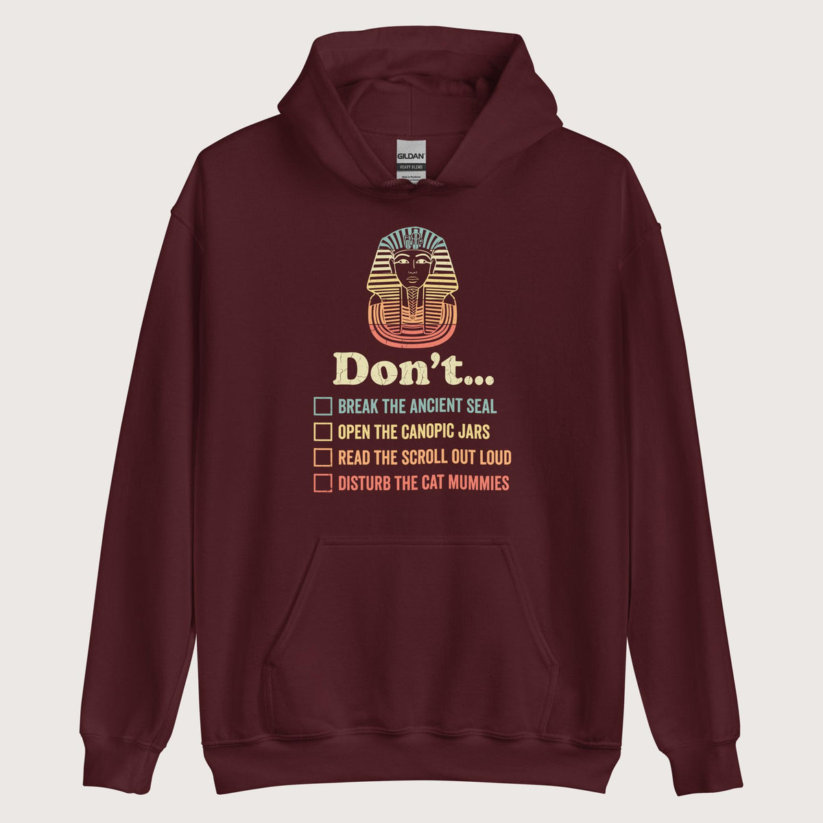 Maroon King Tutankhamun Advice Hoodie - history buff gift by HistoHead