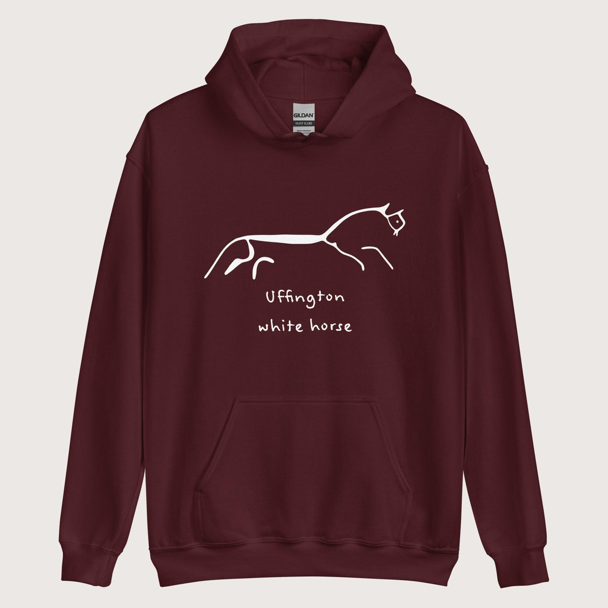 Maroon Uffington White Horse Hoodie - history buff gift by HistoHead