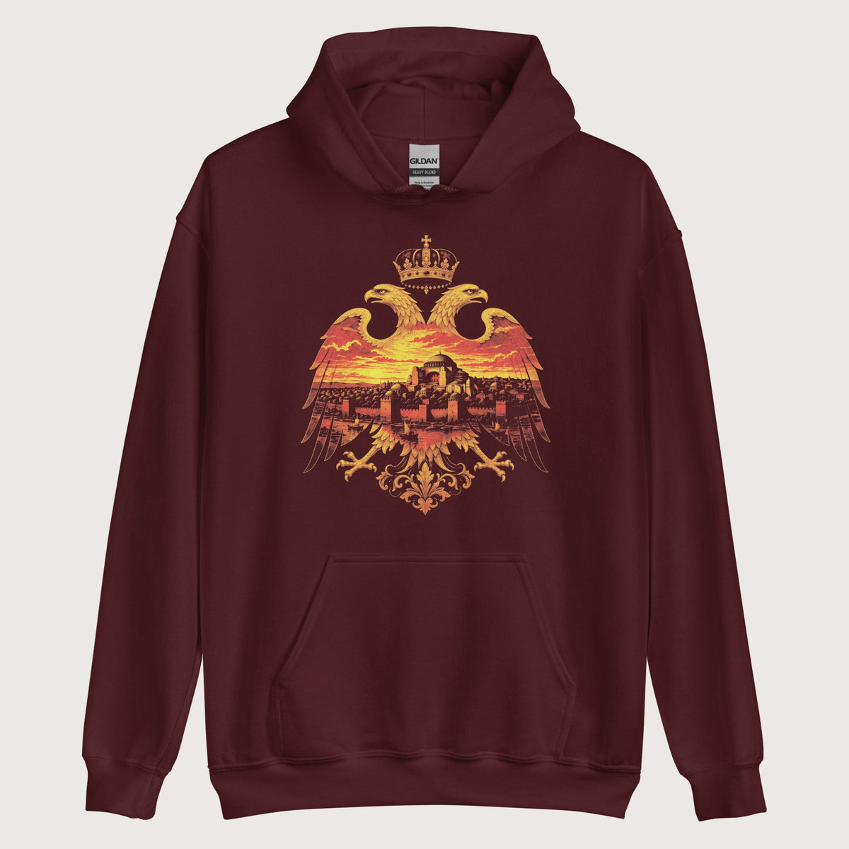 Maroon Constantinople Eagle Hoodie - history buff gift by HistoHead