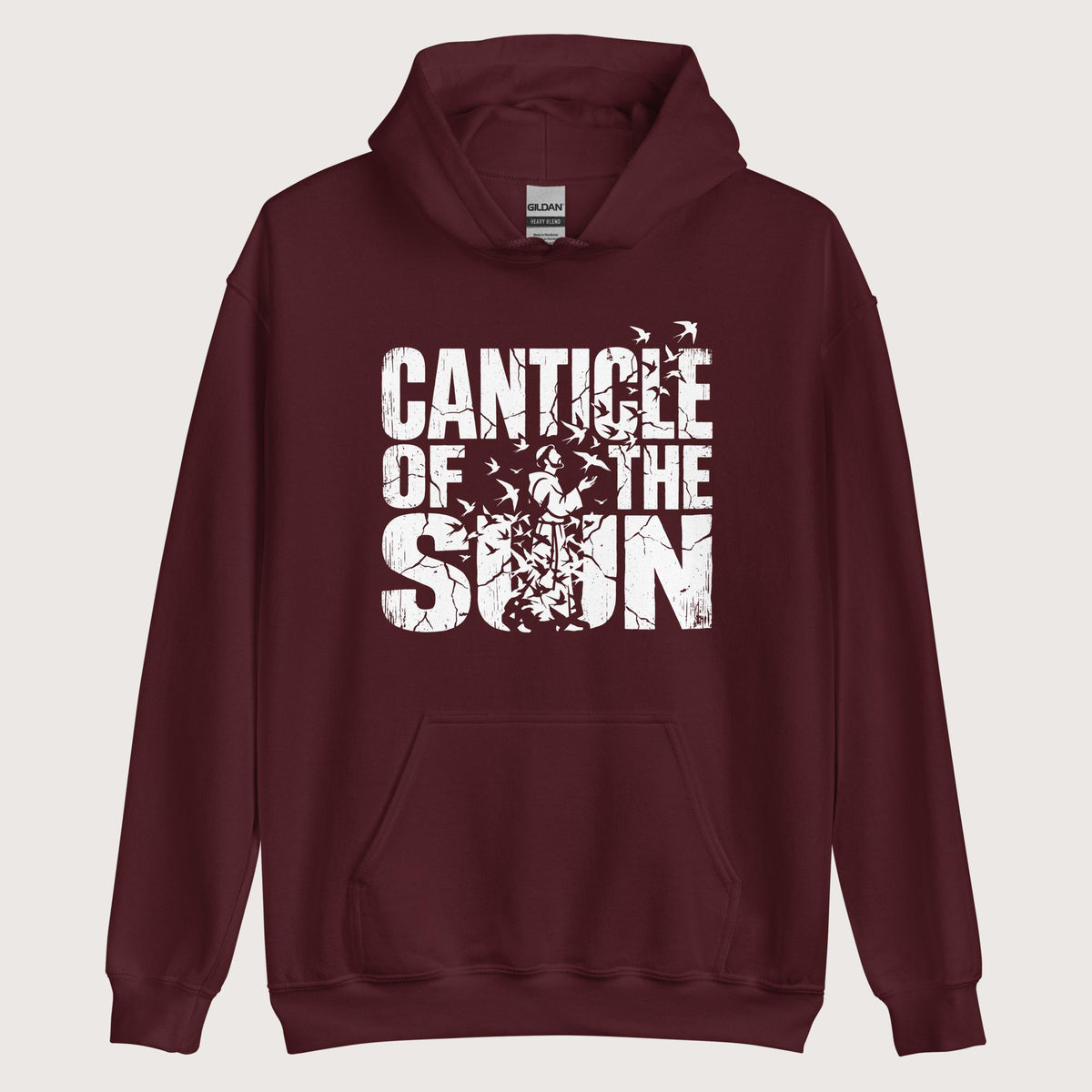Maroon Canticle of the Sun Saint Francis of Assisi Birds Hoodie - history buff gift by HistoHead