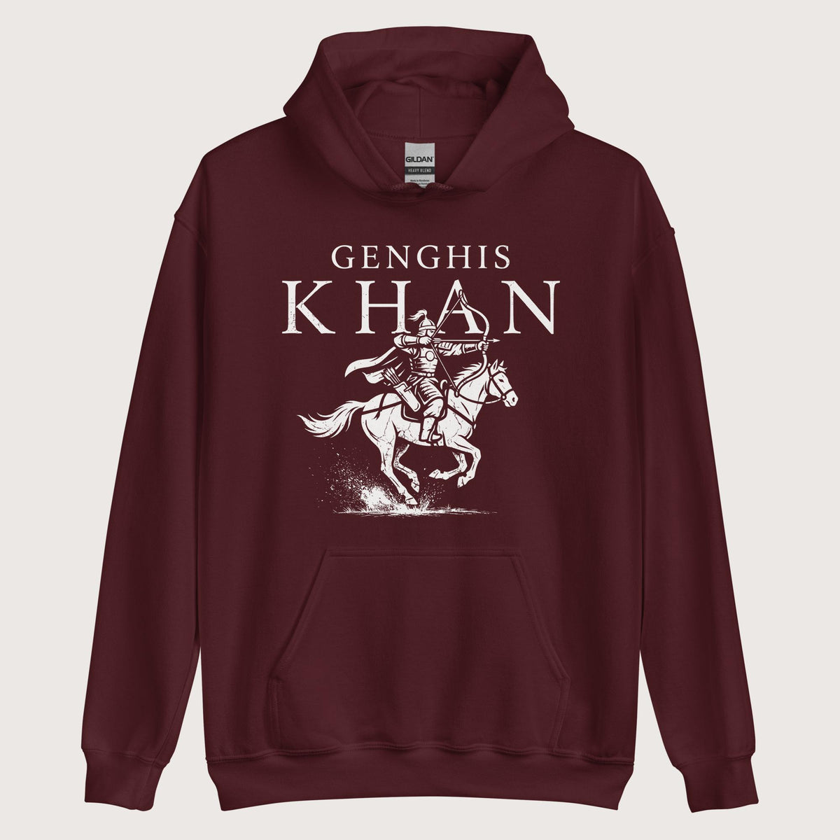 Maroon Genghis Khan Hoodie - history buff gift by HistoHead