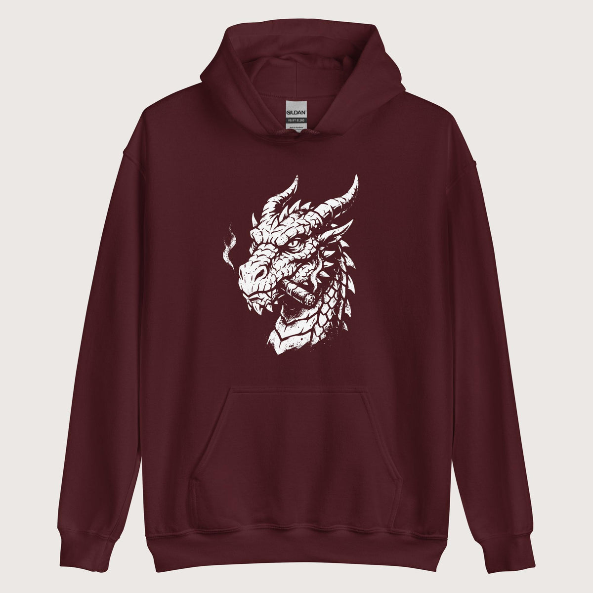 Maroon Smoking Dragon Hoodie - history buff gift by HistoHead