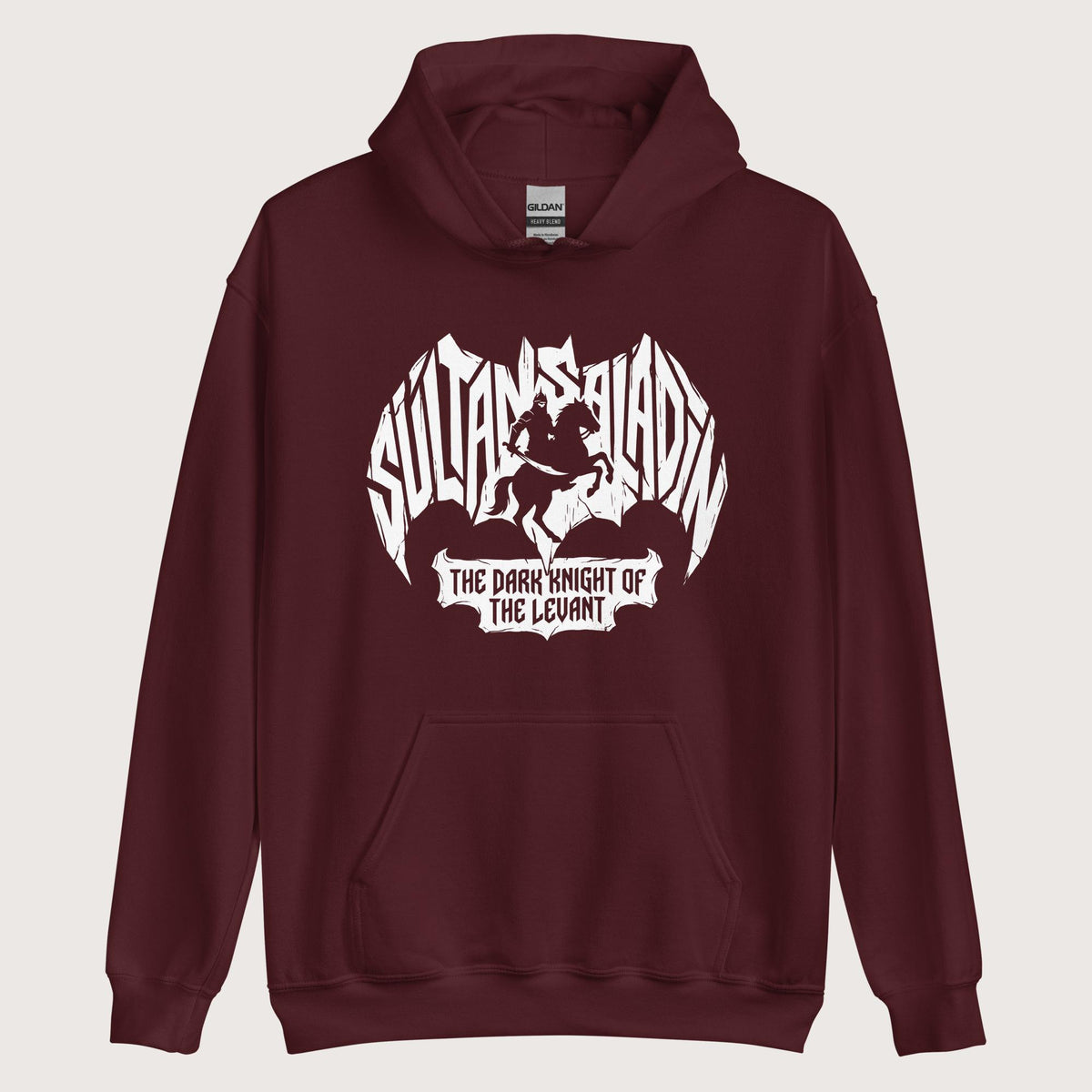 Maroon Saladin Dark Knight Hoodie - history buff gift by HistoHead