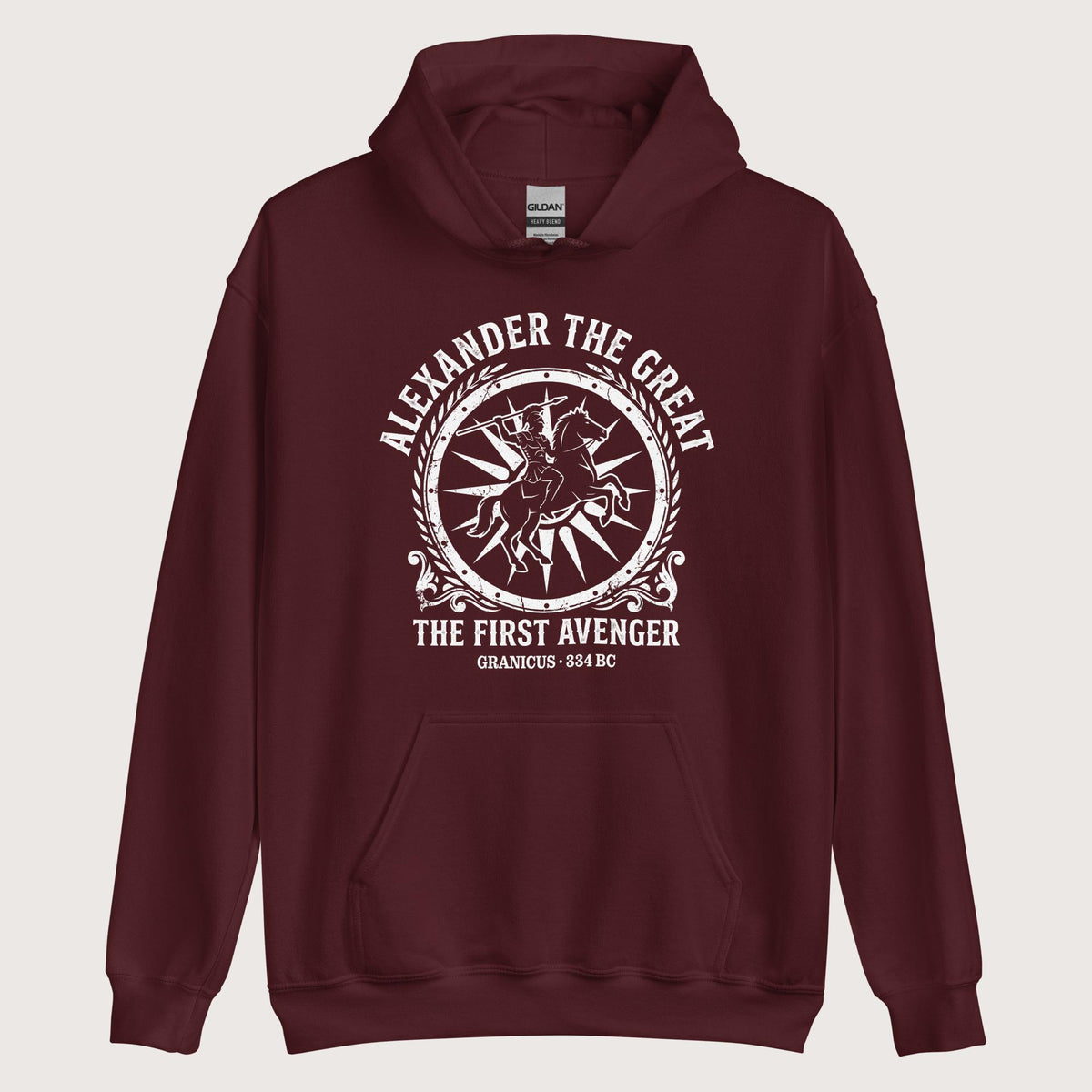 Maroon Alexander the Great First Avenger Hoodie - history buff gift by HistoHead