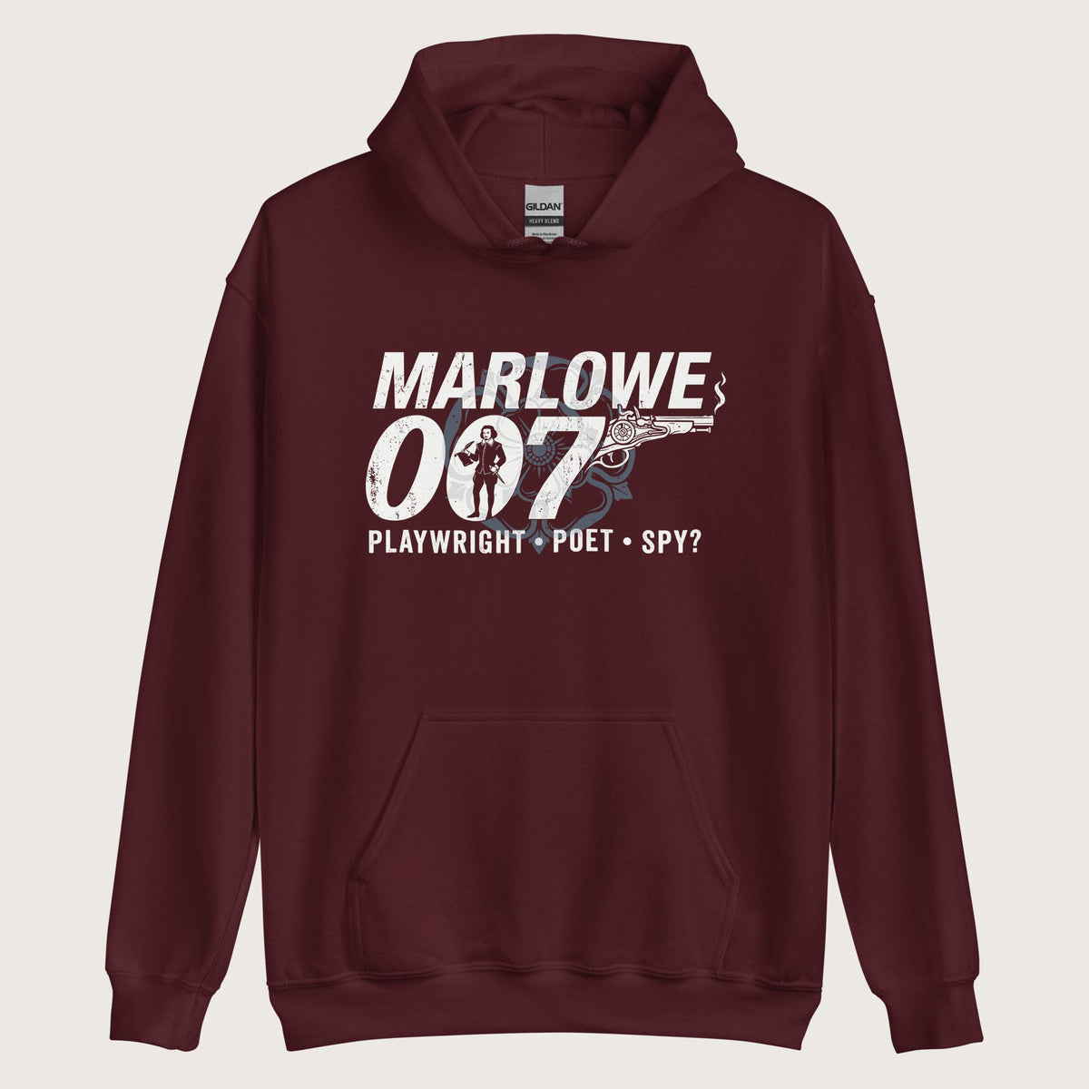 Maroon Marlowe 007 Hoodie - history buff gift by HistoHead