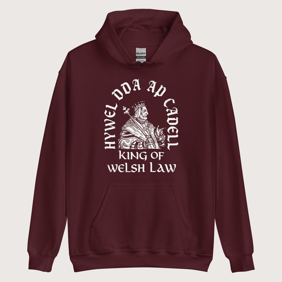 Maroon Hywel Dda King of Welsh Law Hoodie - history buff gift by HistoHead