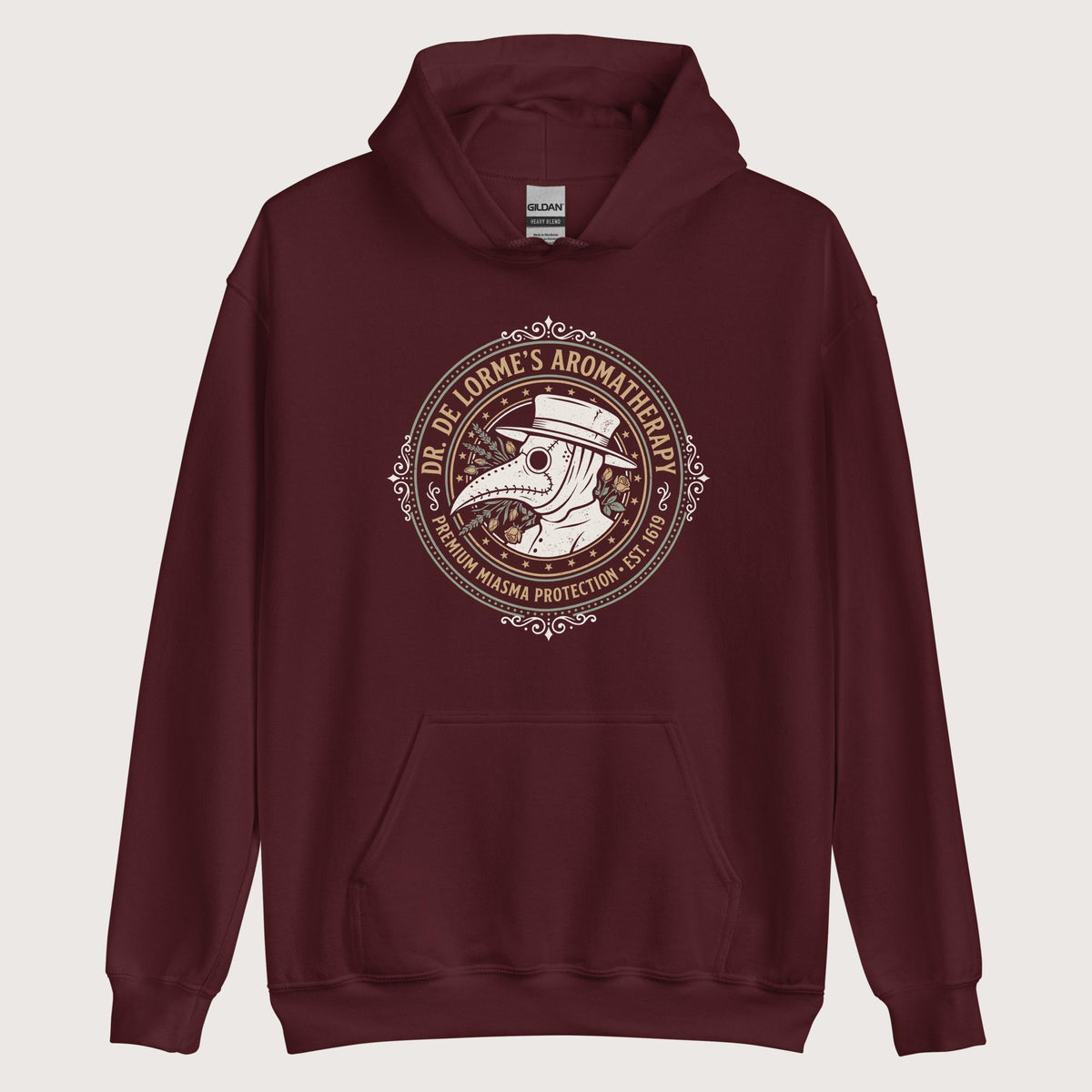Maroon Dr. De Lorme's Aromatherapy Hoodie - history buff gift by HistoHead
