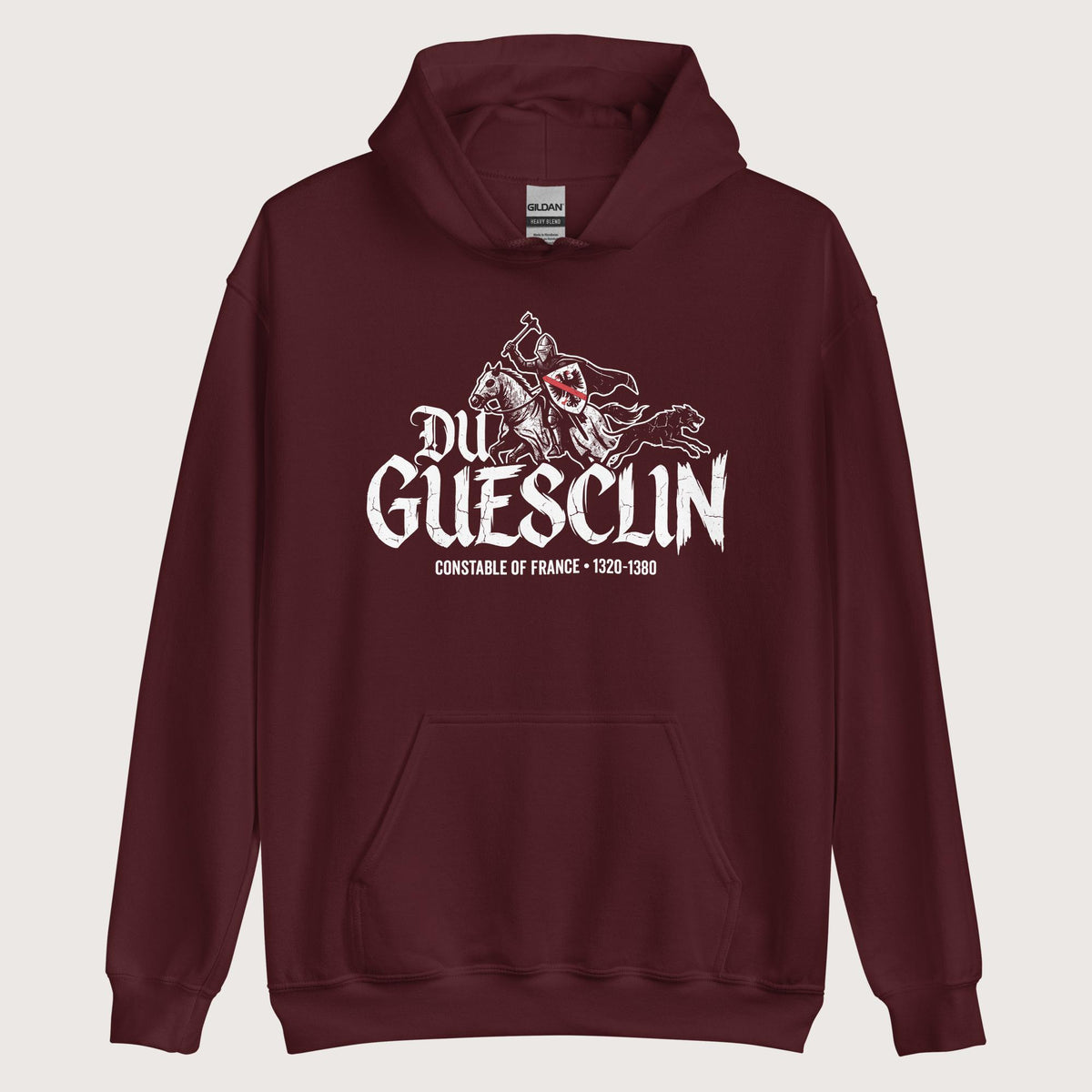 Maroon Du Guesclin Hoodie - history buff gift by HistoHead