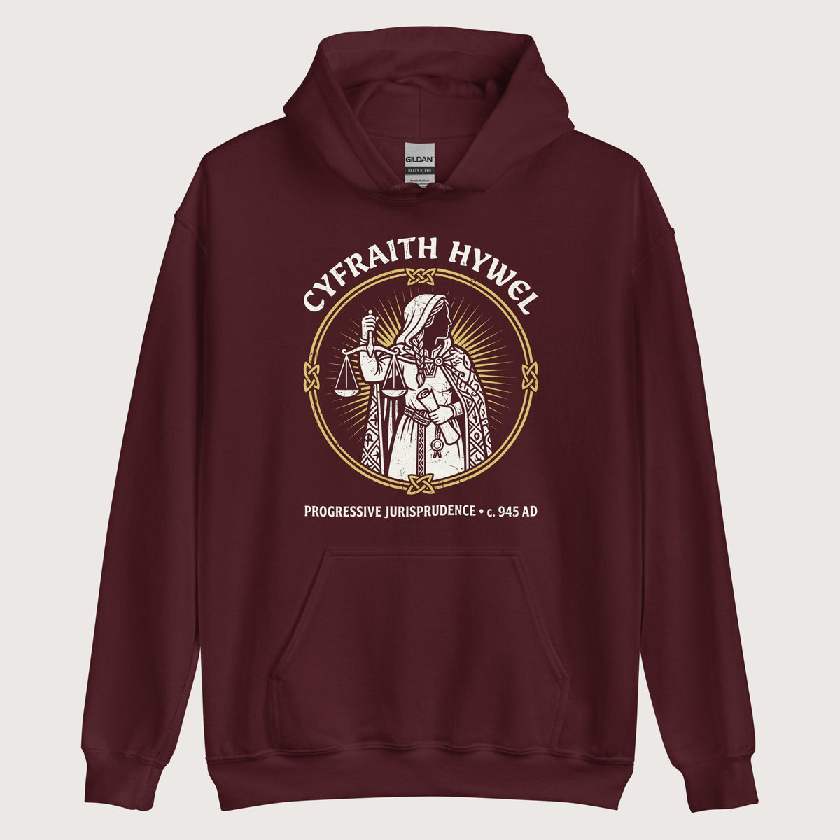 Maroon Cyfraith Hywel Progressive Jurisprudence Hoodie - history buff gift by HistoHead