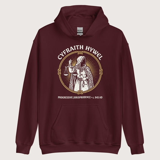Maroon Cyfraith Hywel Progressive Jurisprudence Hoodie - history buff gift by HistoHead