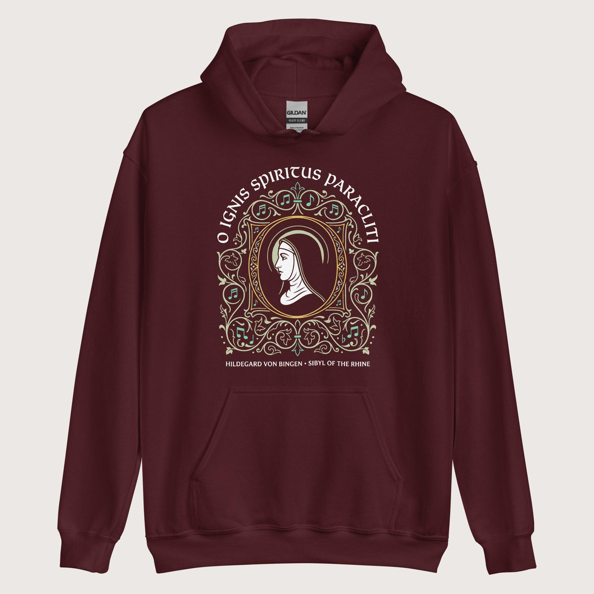 Maroon Hildegard von Bingen Hoodie - history buff gift by HistoHead