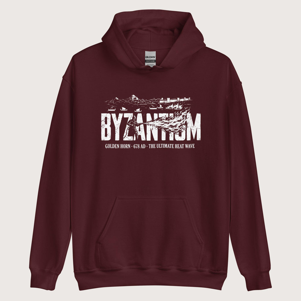 Maroon Greek Fire 678 Hoodie - history buff gift by HistoHead