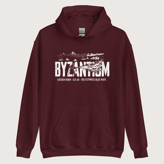 Maroon Greek Fire 678 Hoodie - history buff gift by HistoHead