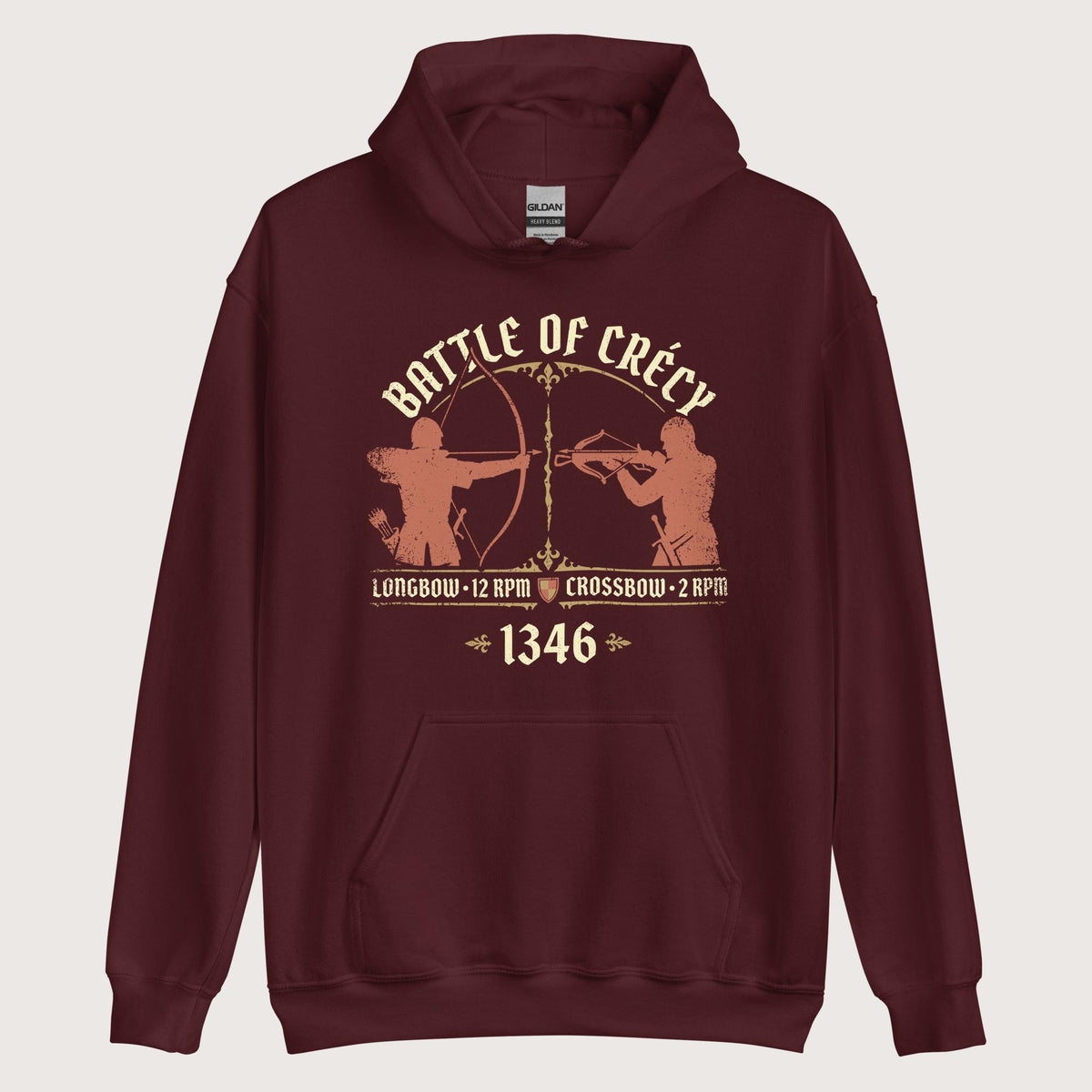 Maroon Battle of Crecy 1346 Hoodie - history buff gift by HistoHead