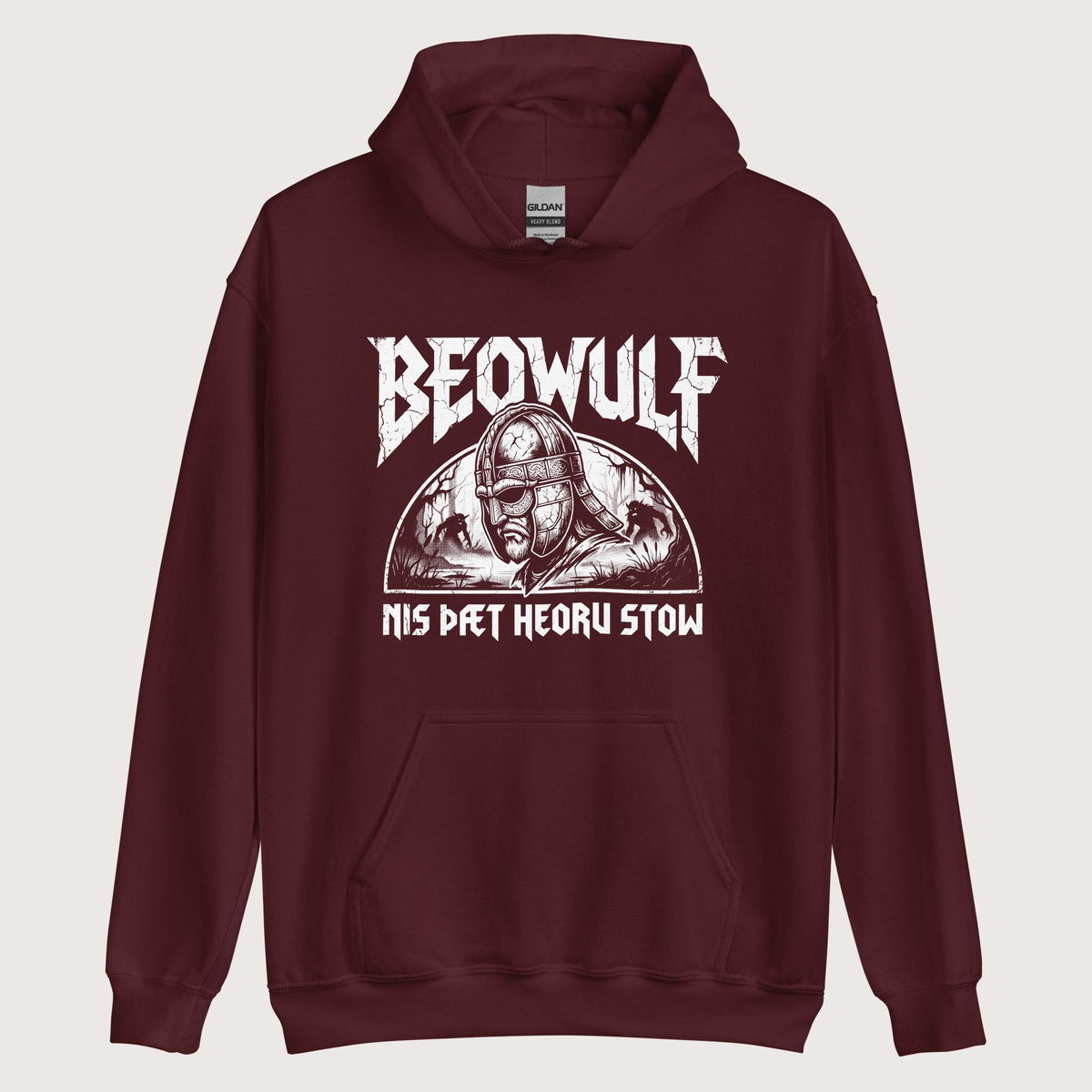 Maroon Beowulf That Is No Pleasant Place Old English Hoodie - history buff gift by HistoHead