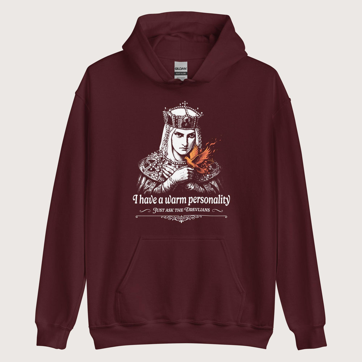 Maroon Olga of Kiev I Have a Warm Personality Hoodie - history buff gift by HistoHead