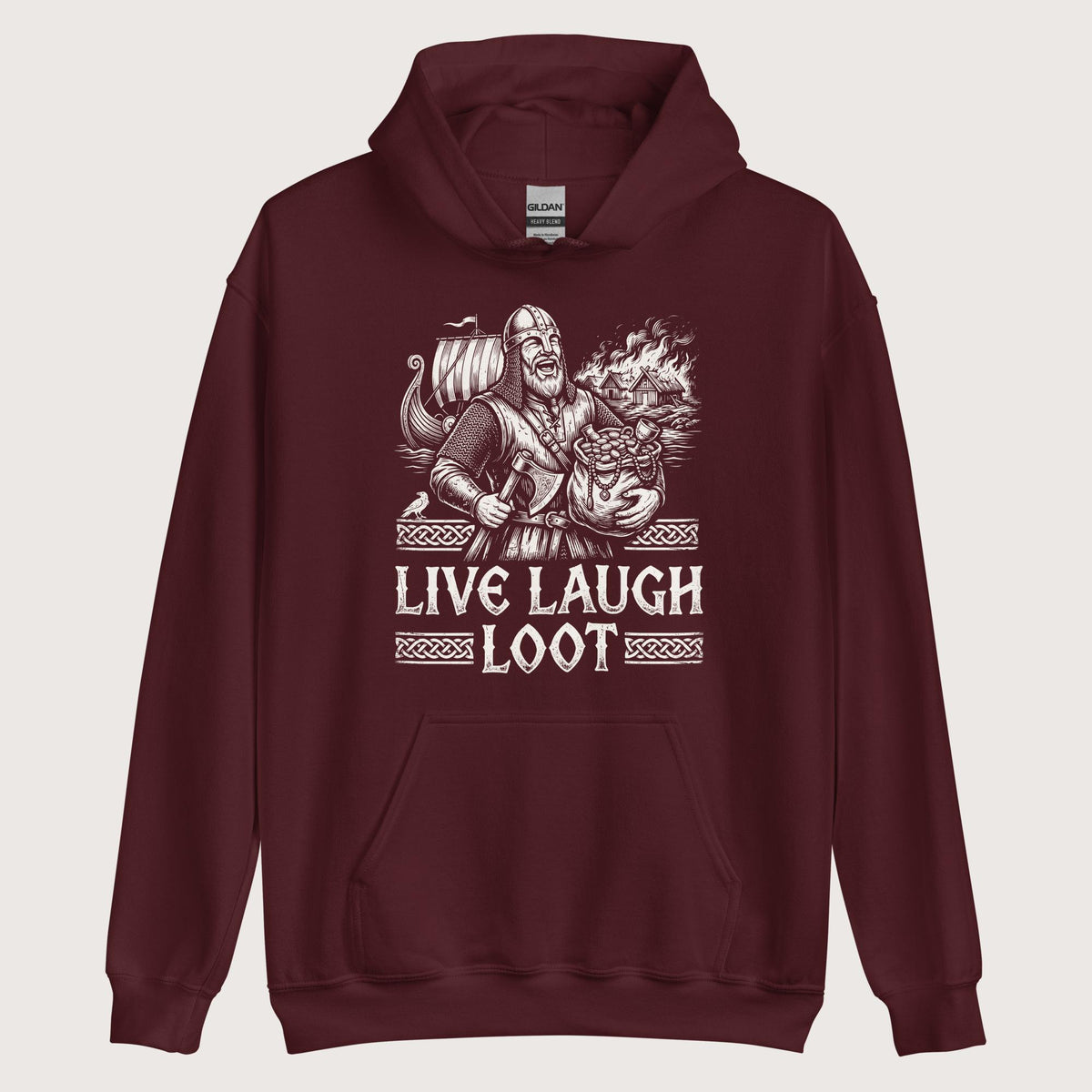 Maroon Live Laugh Loot Hoodie - history buff gift by HistoHead