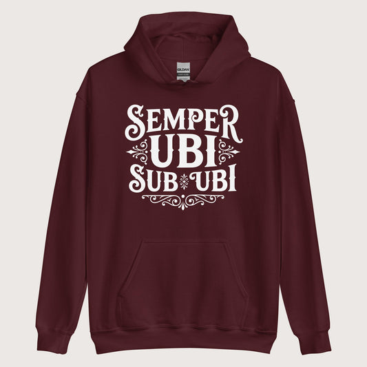Maroon Latin Pun Semper Ubi Sub Ubi Hoodie - history buff gift by HistoHead