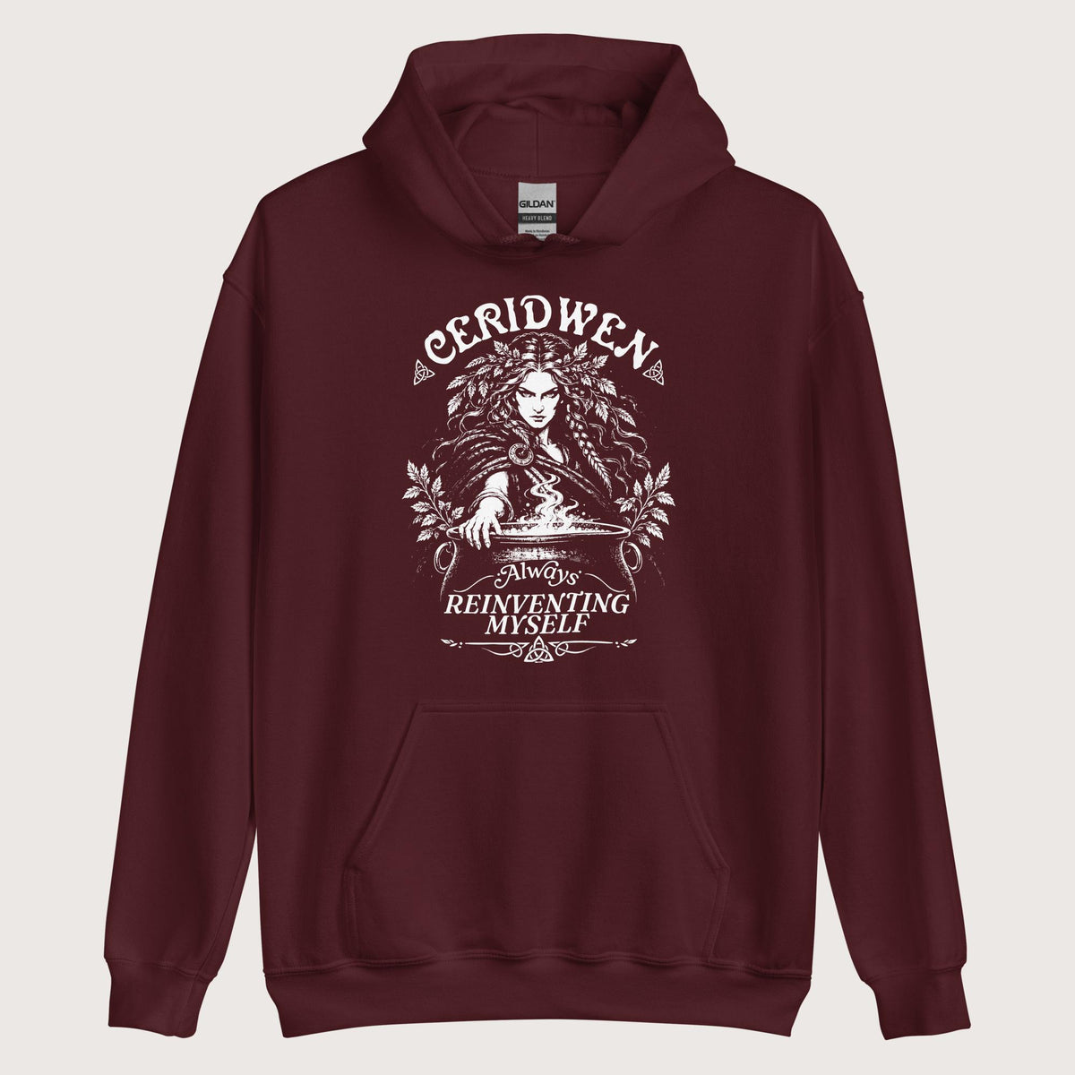 Maroon Ceridwen Always Reinventing Myself Hoodie - history buff gift by HistoHead