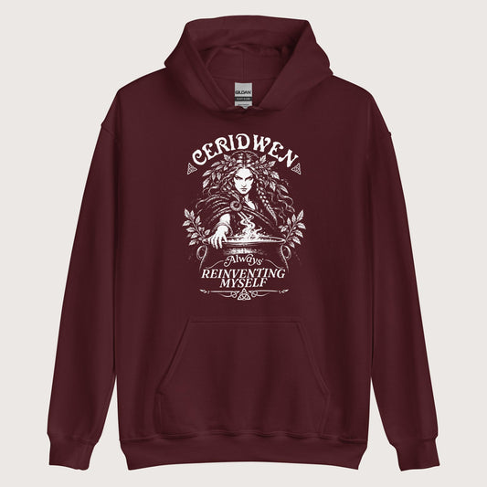 Maroon Ceridwen Always Reinventing Myself Hoodie - history buff gift by HistoHead