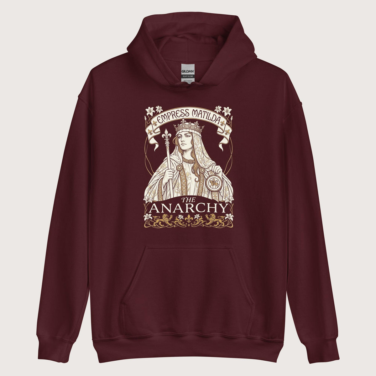 Maroon Empress Matilda The Anarchy Hoodie - history buff gift by HistoHead