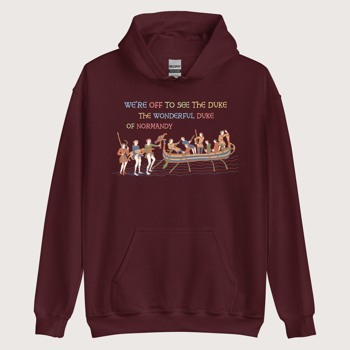 Maroon Bayeux Tapestry We're Off to See the Duke Hoodie - history buff gift by HistoHead
