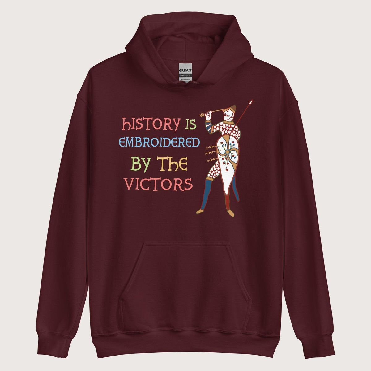 Maroon Harold Godwinson History Is Embroidered by the Victors Bayeux Tapestry Hoodie - history buff gift by HistoHead