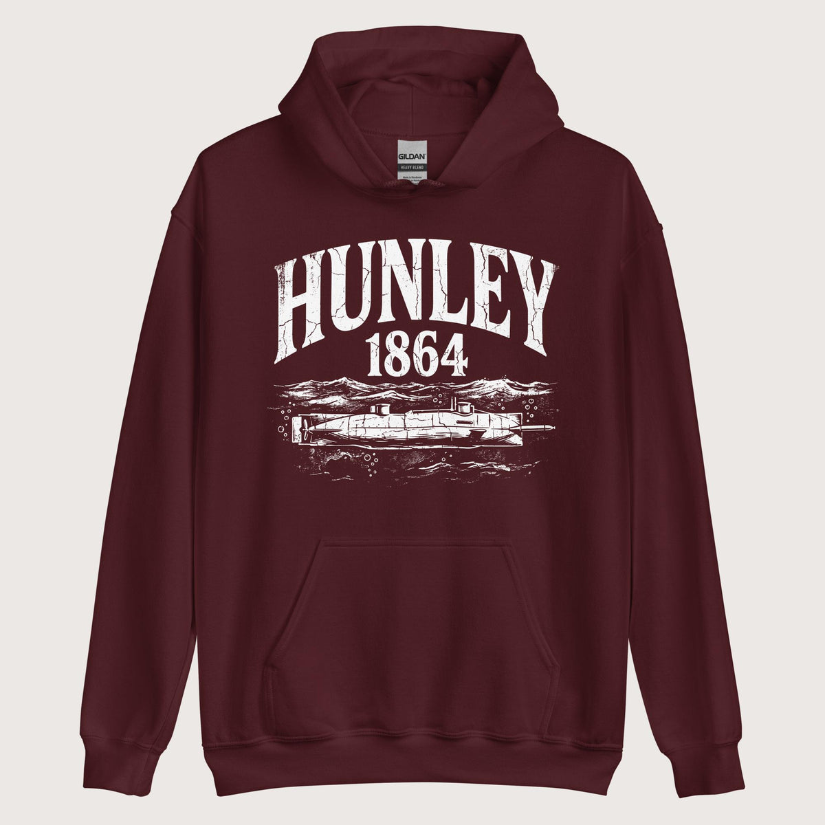 Maroon Hunley Submarine Hoodie - history buff gift by HistoHead