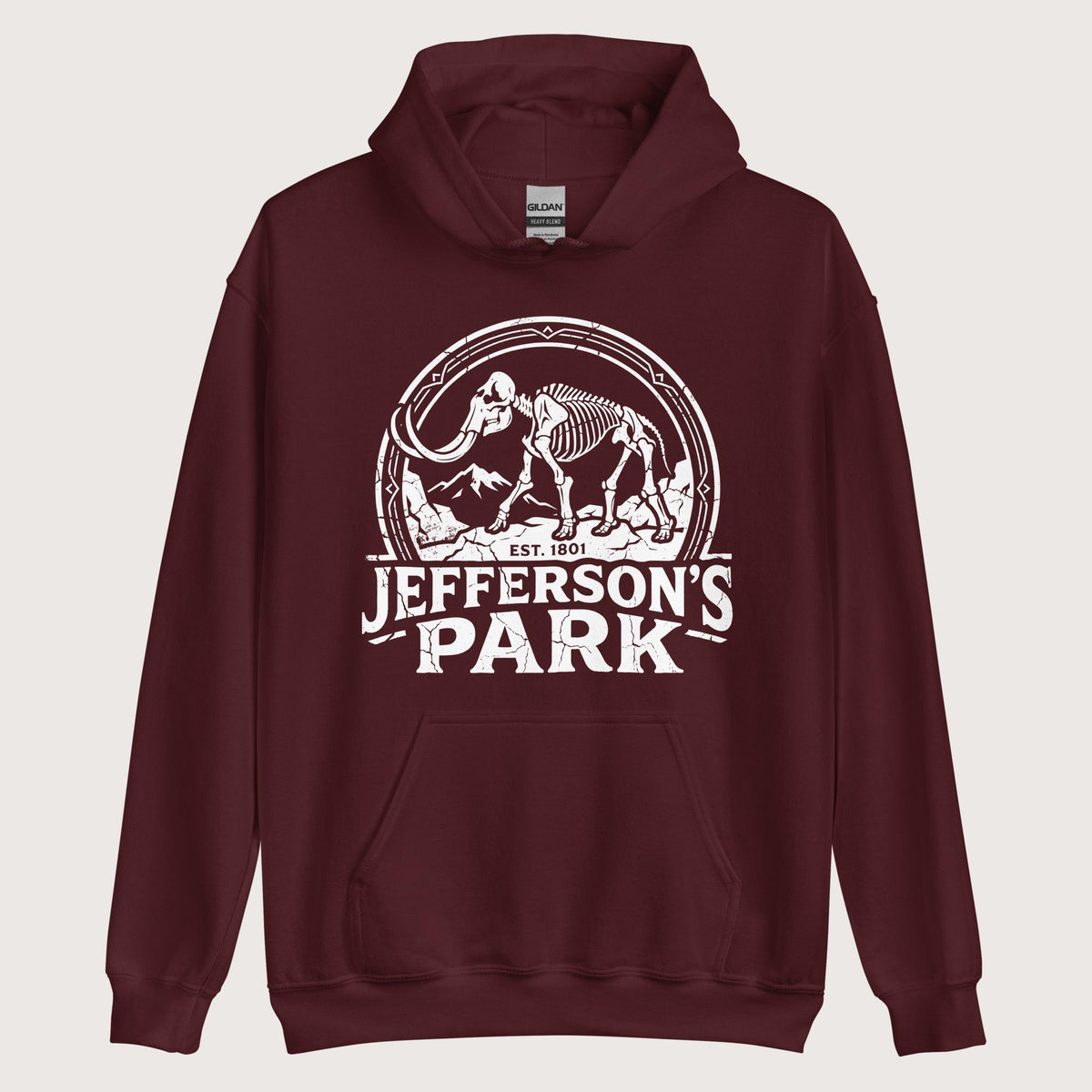 Maroon Jefferson's Park Hoodie - history buff gift by HistoHead