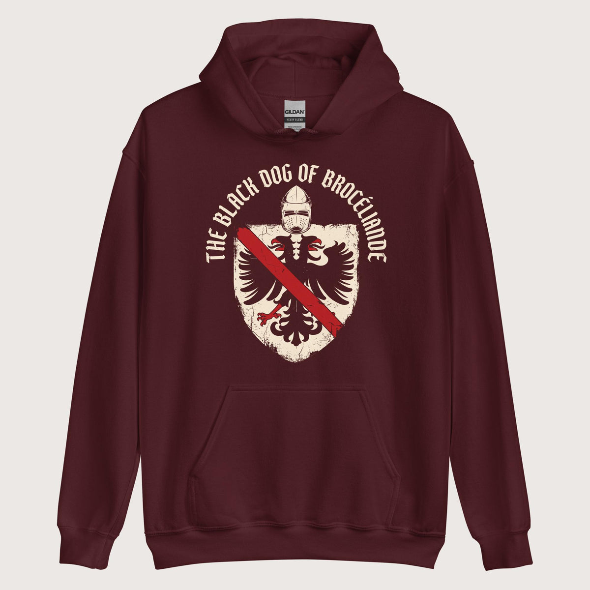 Maroon Du Guesclin The Black Dog of Brocéliande Hoodie - history buff gift by HistoHead
