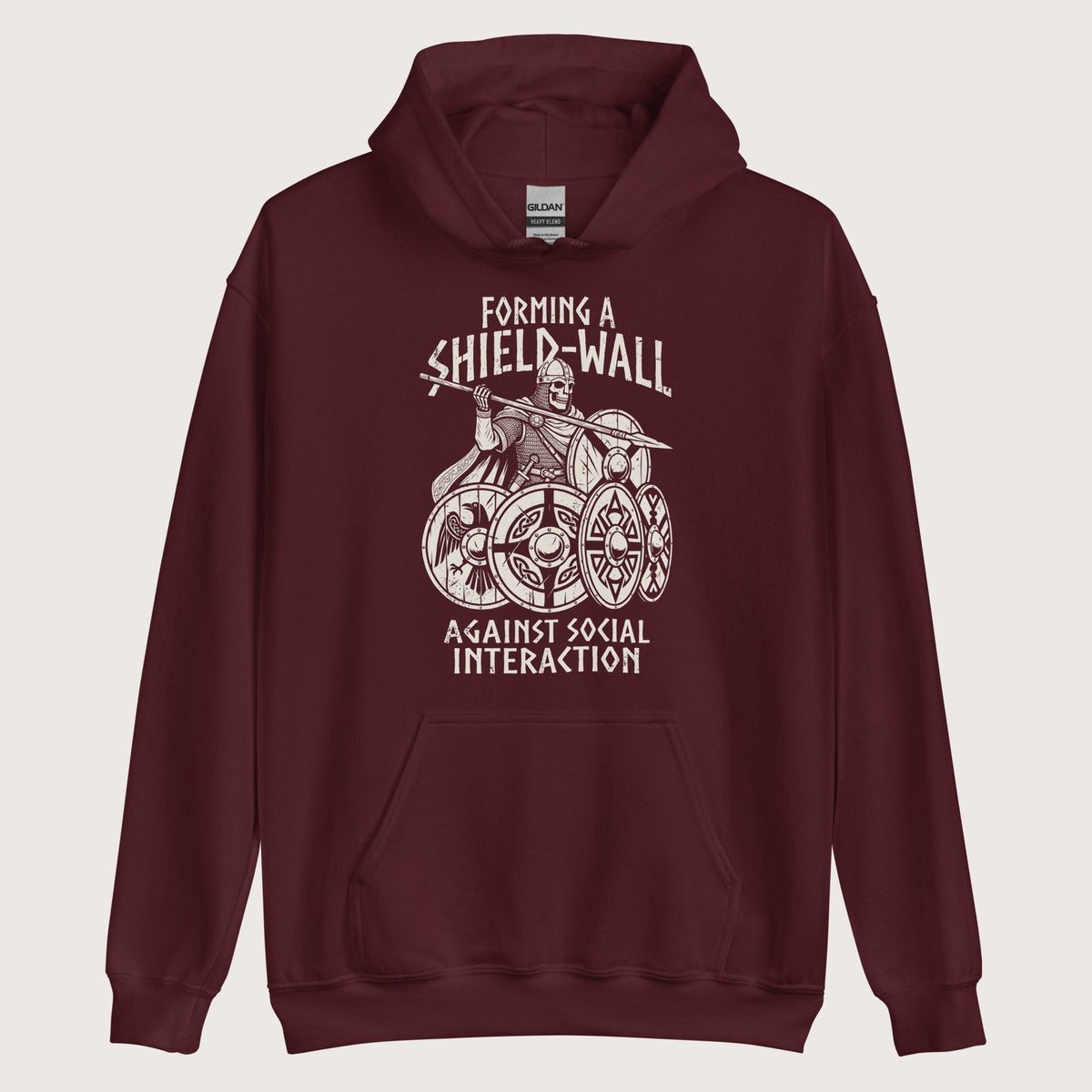 Maroon Shieldwall Against Social Interaction Hoodie - history buff gift by HistoHead