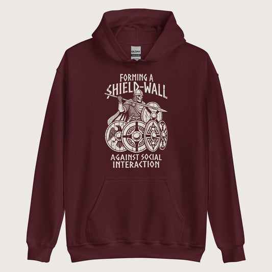 Maroon Shieldwall Against Social Interaction Hoodie - history buff gift by HistoHead