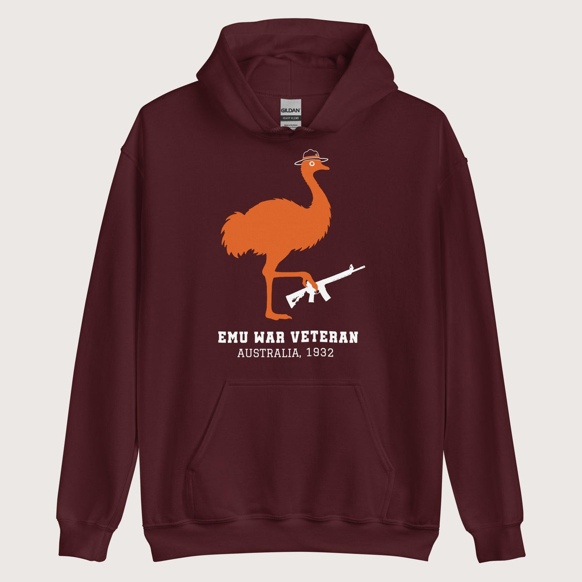 Maroon Emu War Veteran Hoodie - history buff gift by HistoHead