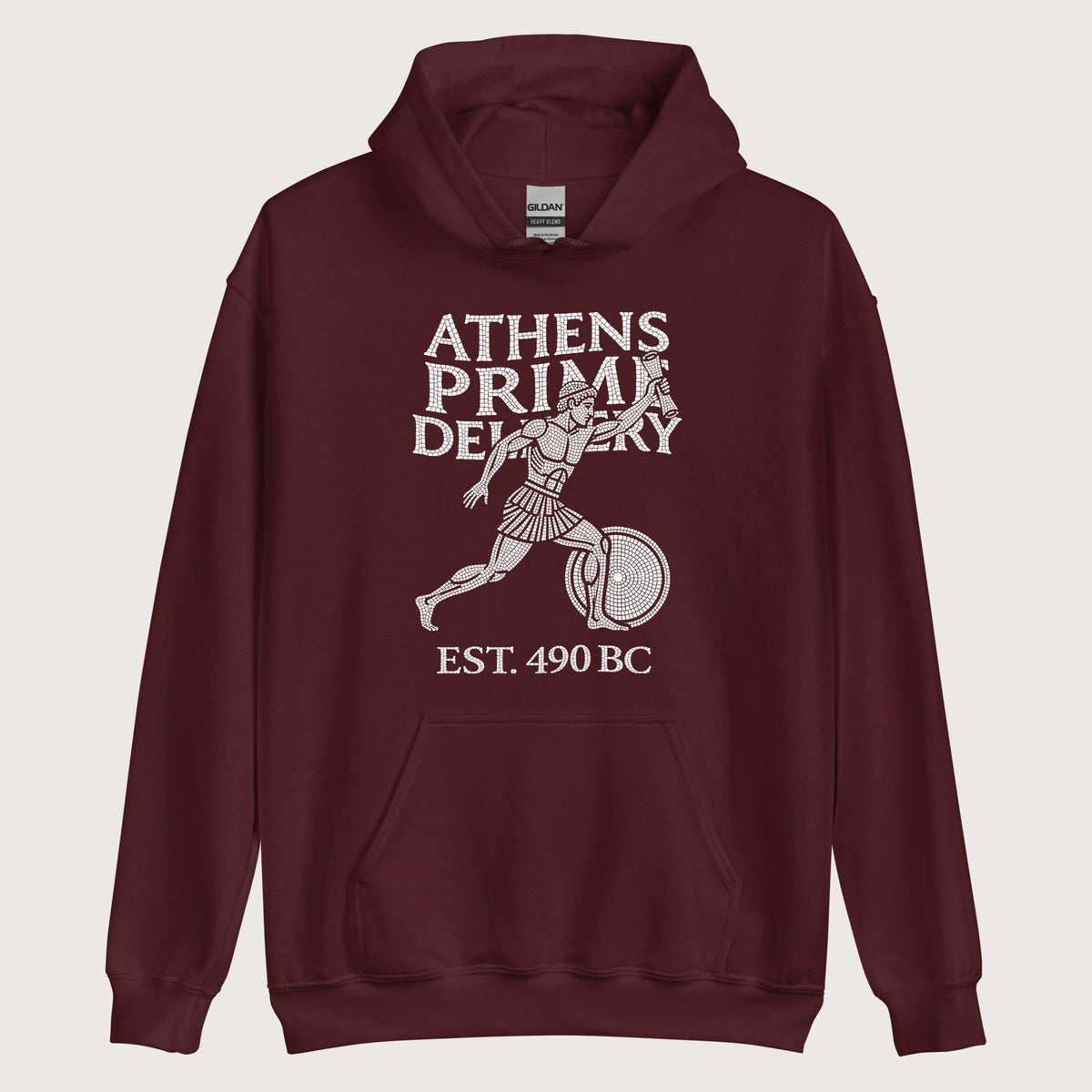Maroon Athens Prime Delivery Hoodie - history buff gift by HistoHead