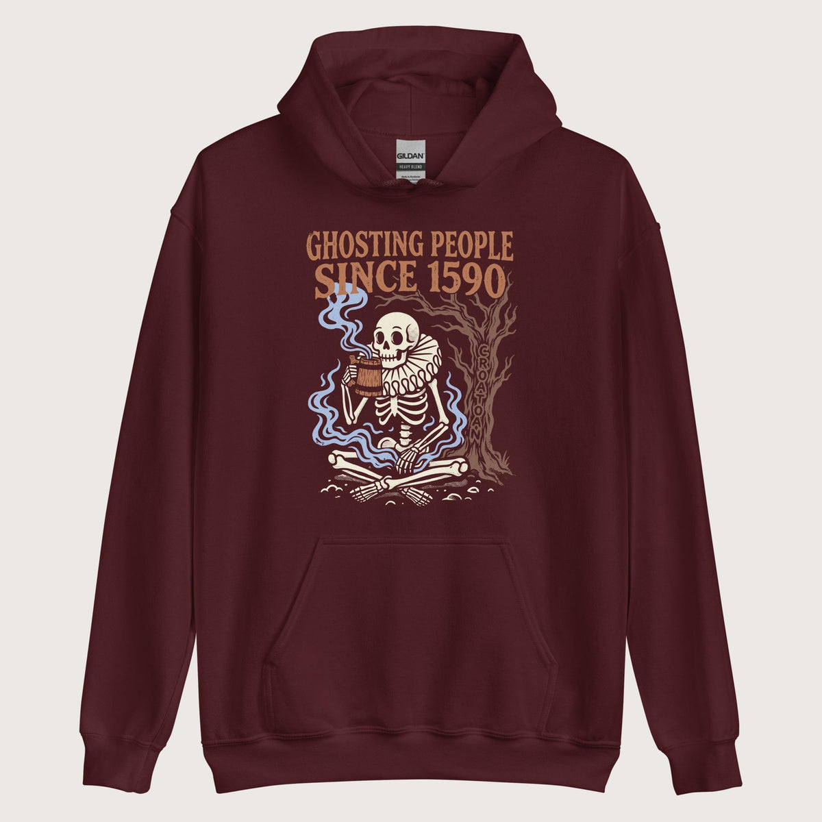 Maroon Roanoke Colony Ghosting Since 1590 Hoodie - history buff gift by HistoHead